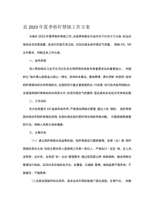 县2023年夏季秸秆禁烧工作方案.docx