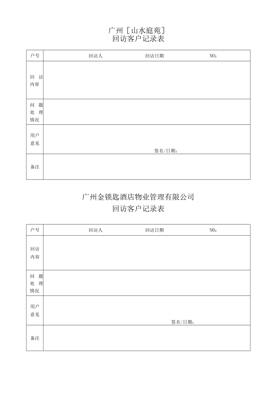 物业资料-3-回访客户记录表.docx_第1页