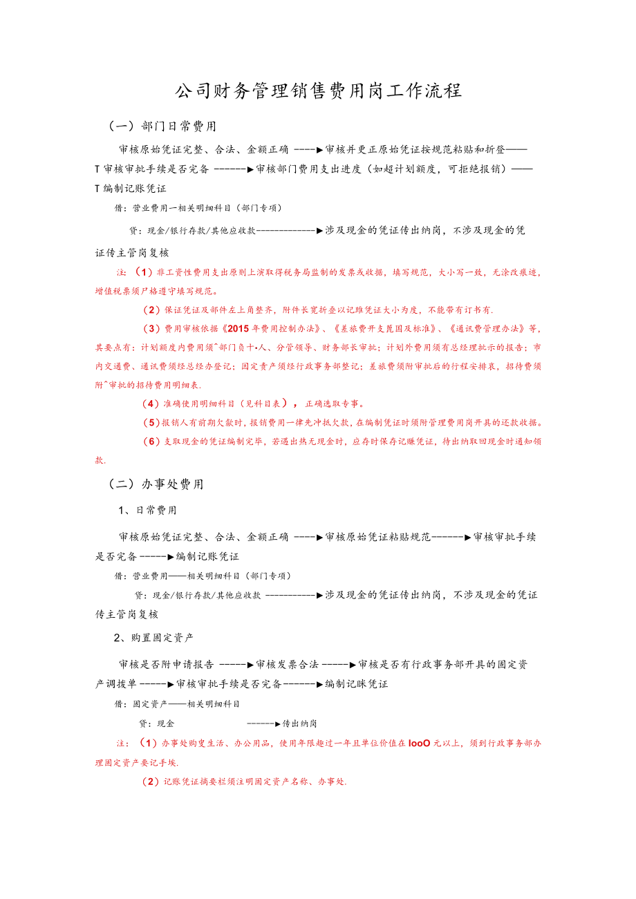 公司财务管理销售费用岗工作流程.docx_第1页