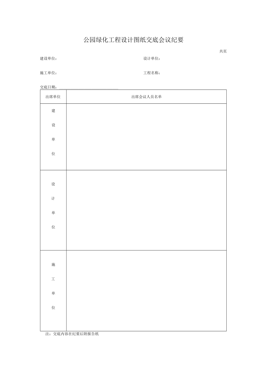 公园绿化工程设计图纸交底会议纪要.docx_第1页