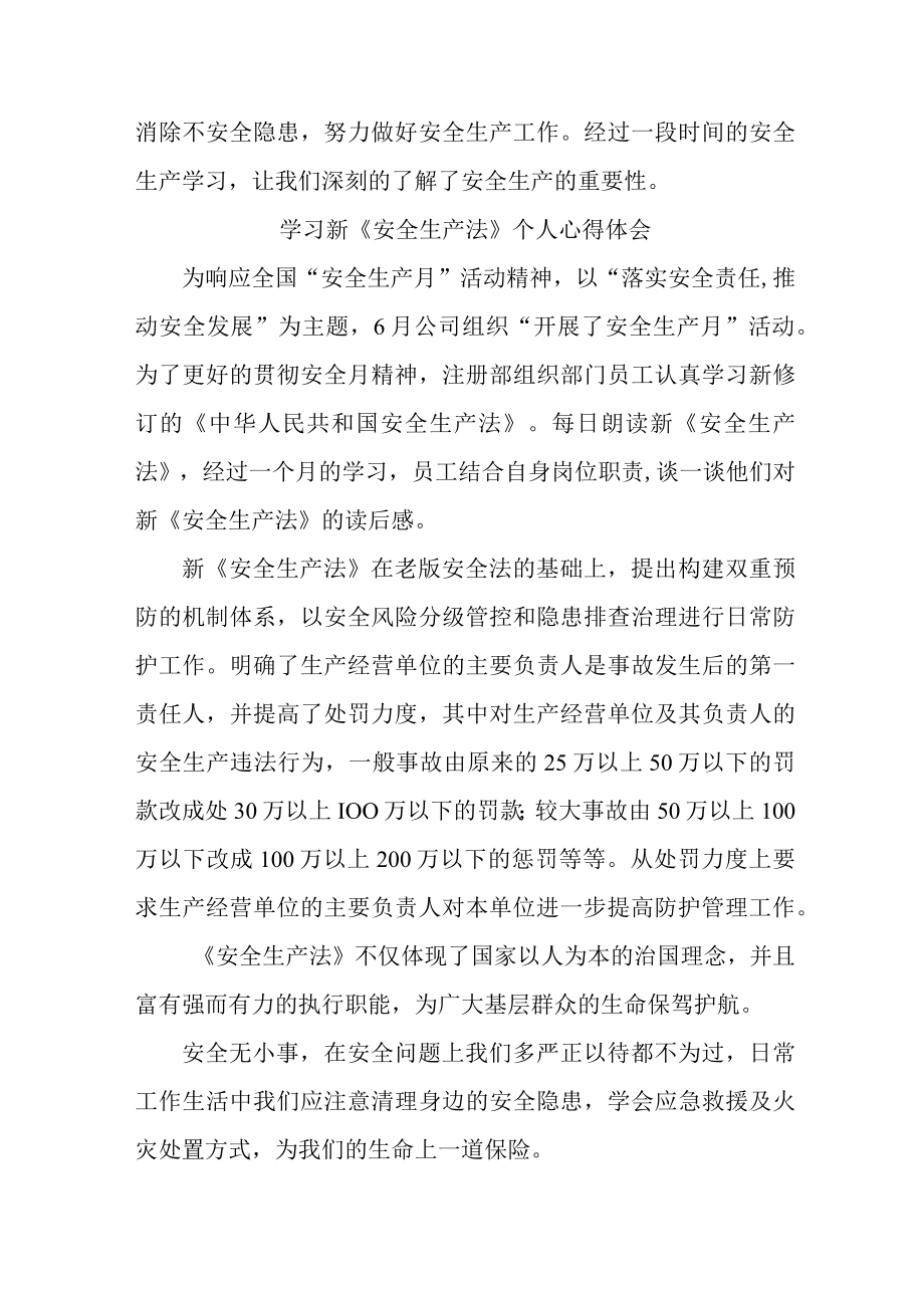 国企安全管理部员工学习新《安全生产法》个人心得体会 合计6份.docx_第2页