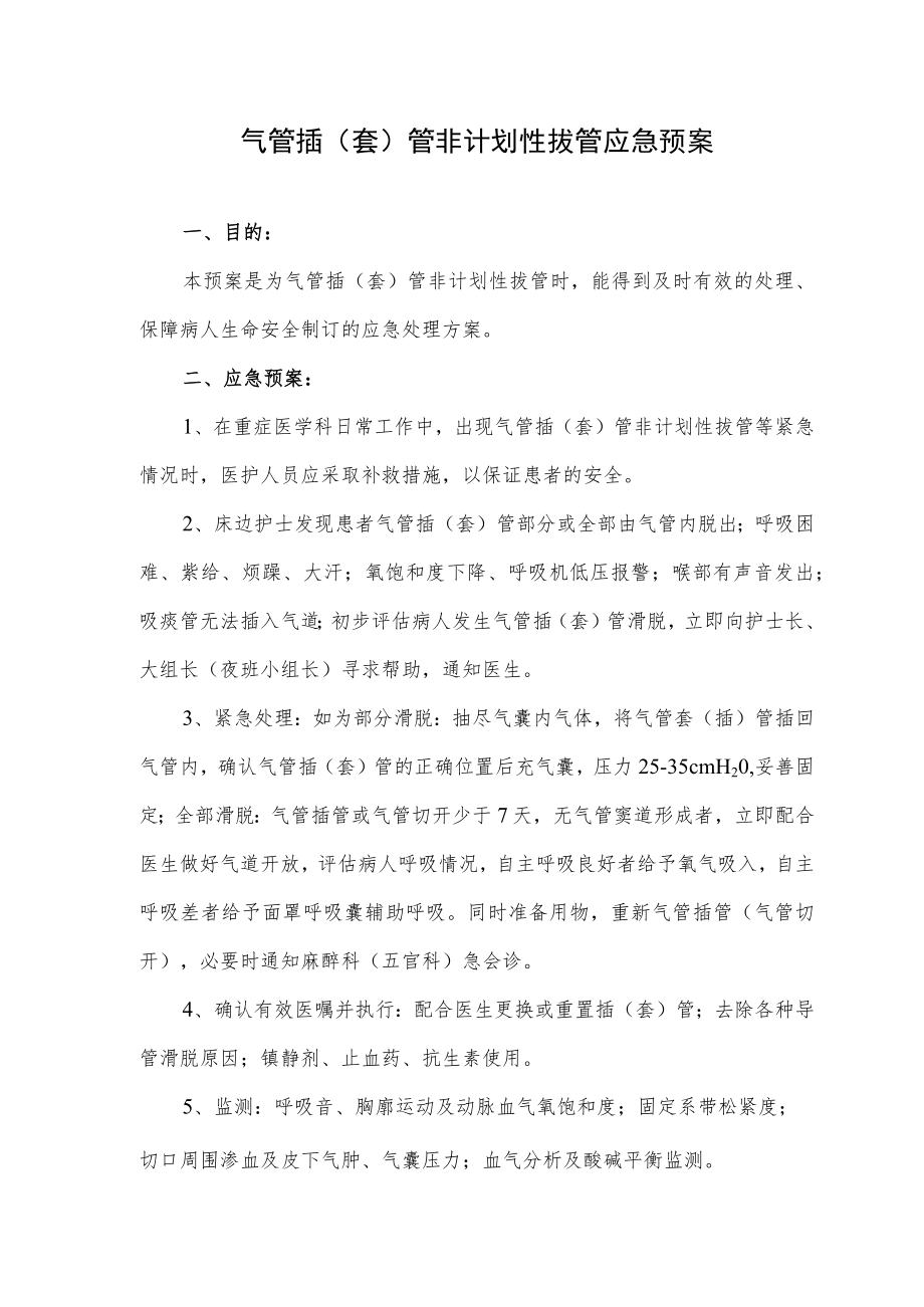 气管插（套）管非计划性拔管应急预案.docx_第1页