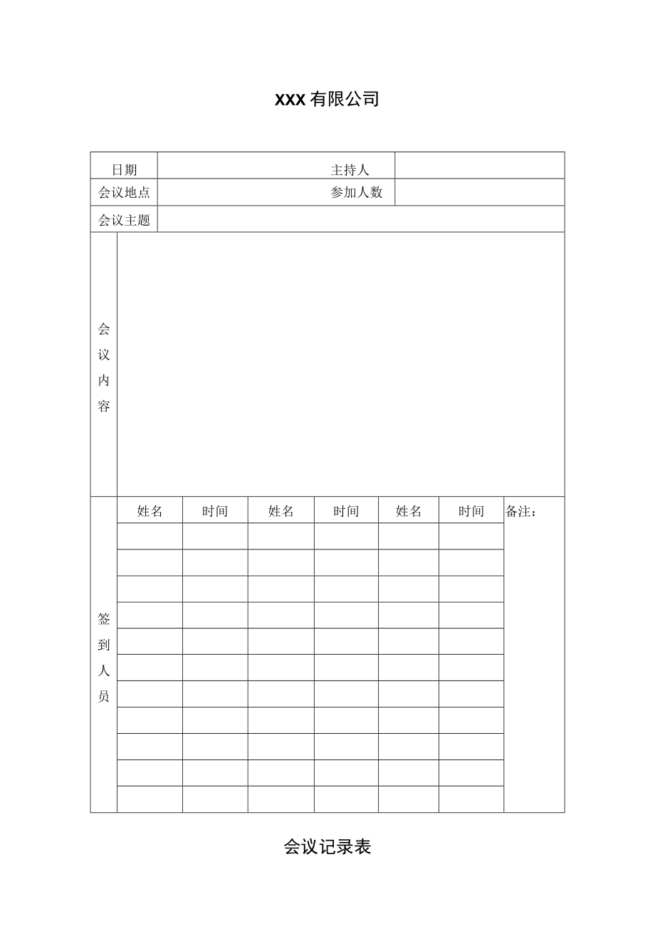 公司会议记录表.docx_第1页