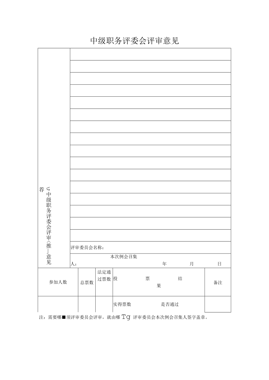 中级职务评委会评审意见表.docx_第1页