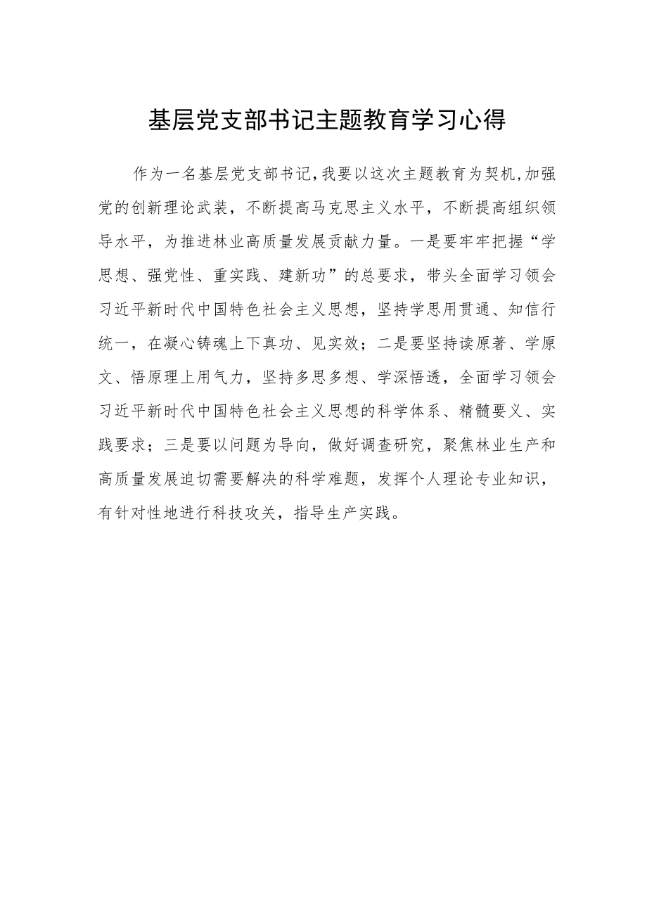 基层党支部书记主题教育学习心得.docx_第1页