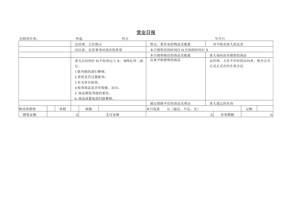 办公文档范本营业日报最新.docx_第1页