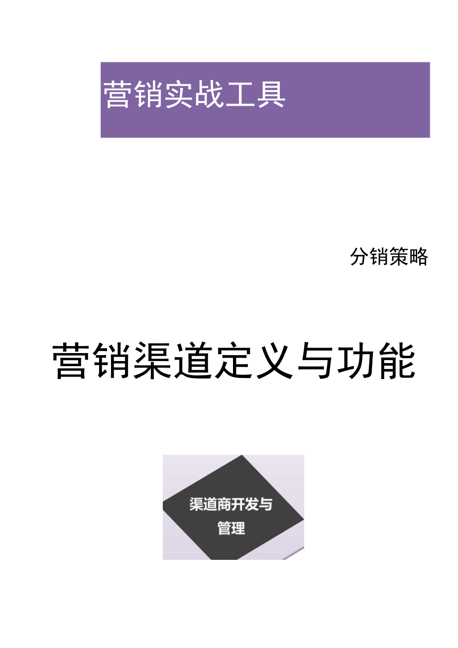 办公文档范本营销渠道定义与功能.docx_第1页