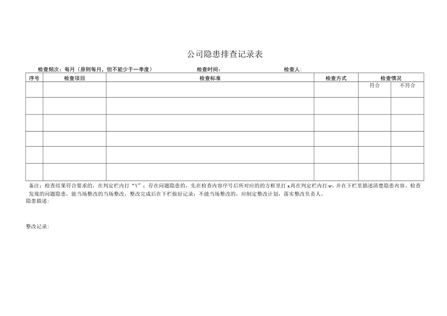 公司隐患排查记录表.docx_第1页