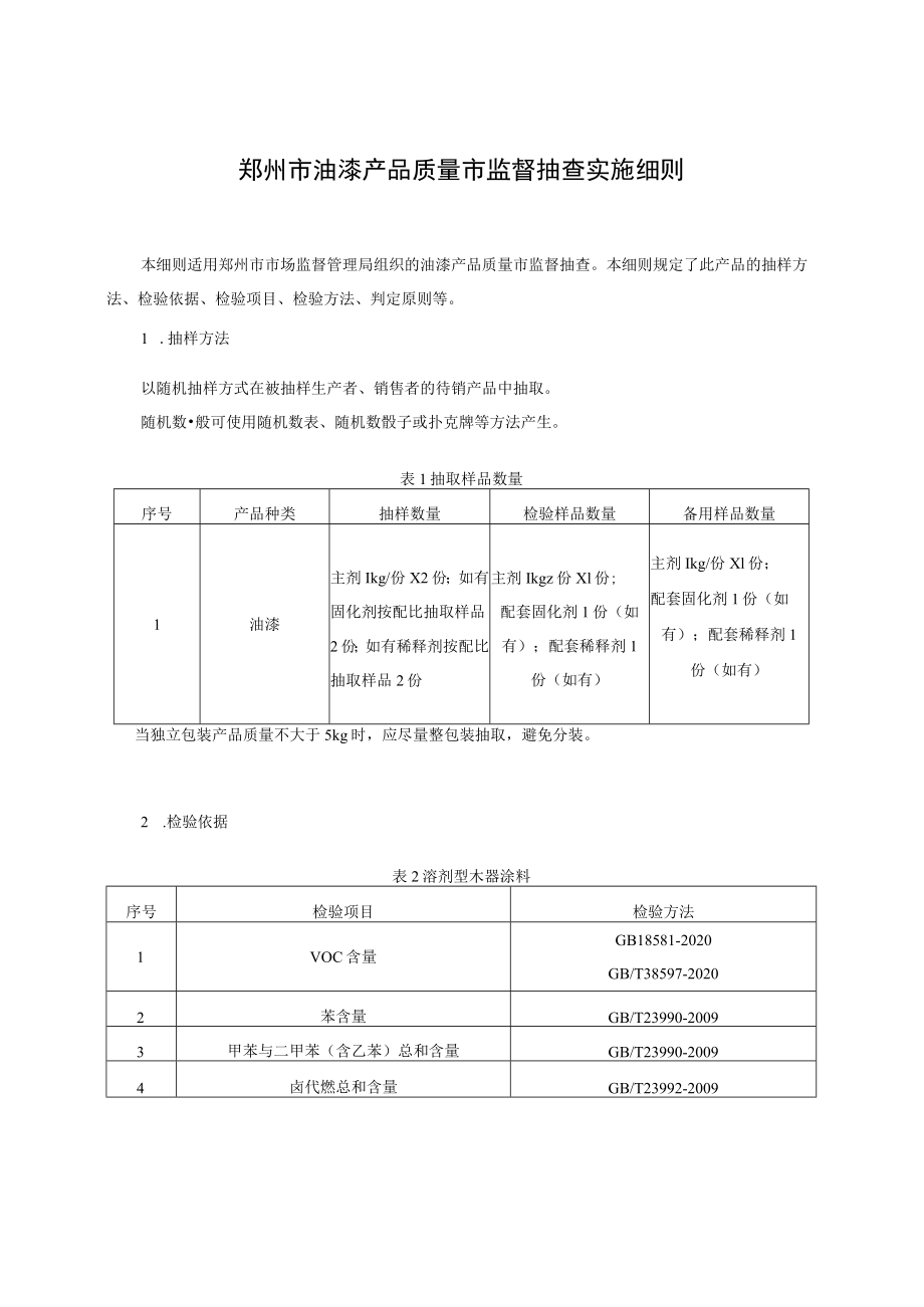 郑州市油漆产品质量市监督抽查实施细则.docx_第1页