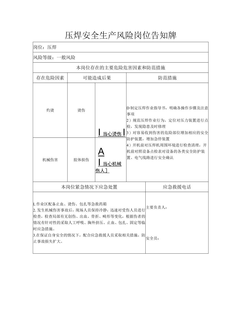 压焊安全生产风险岗位告知牌.docx_第1页