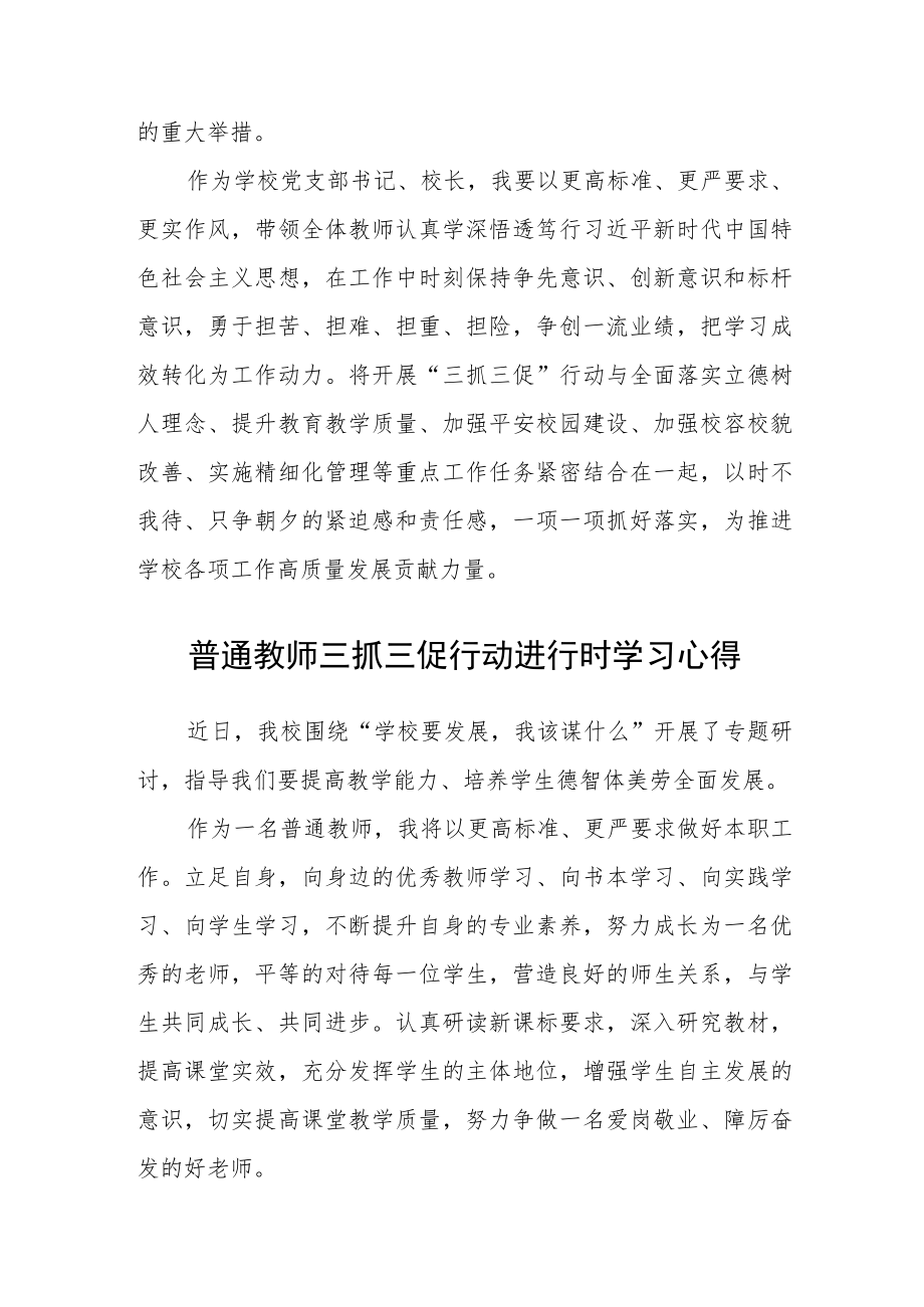 小学党员教师“三抓三促”行动进行时学习心得精选范文(3篇).docx_第2页