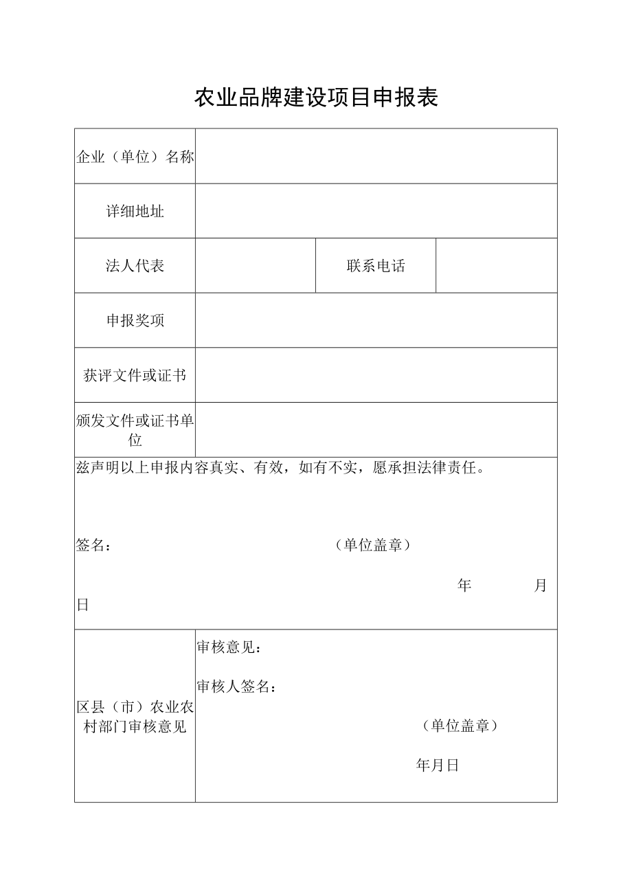 农业品牌建设项目申报表.docx_第1页