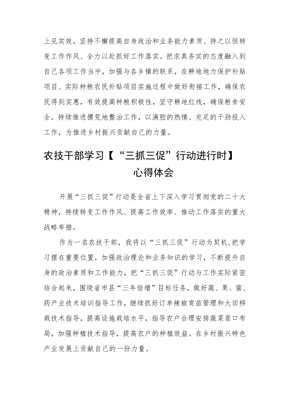 农业农村系统干部【“三抓三促”行动进行时】学习心得体会精选范文(三篇).docx_第2页