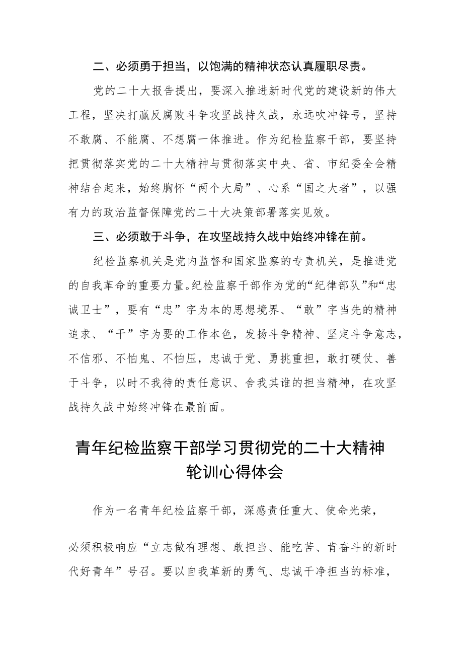 2023纪检监察干部学习党的二十大精神心得体会范文(通用3篇).docx_第2页