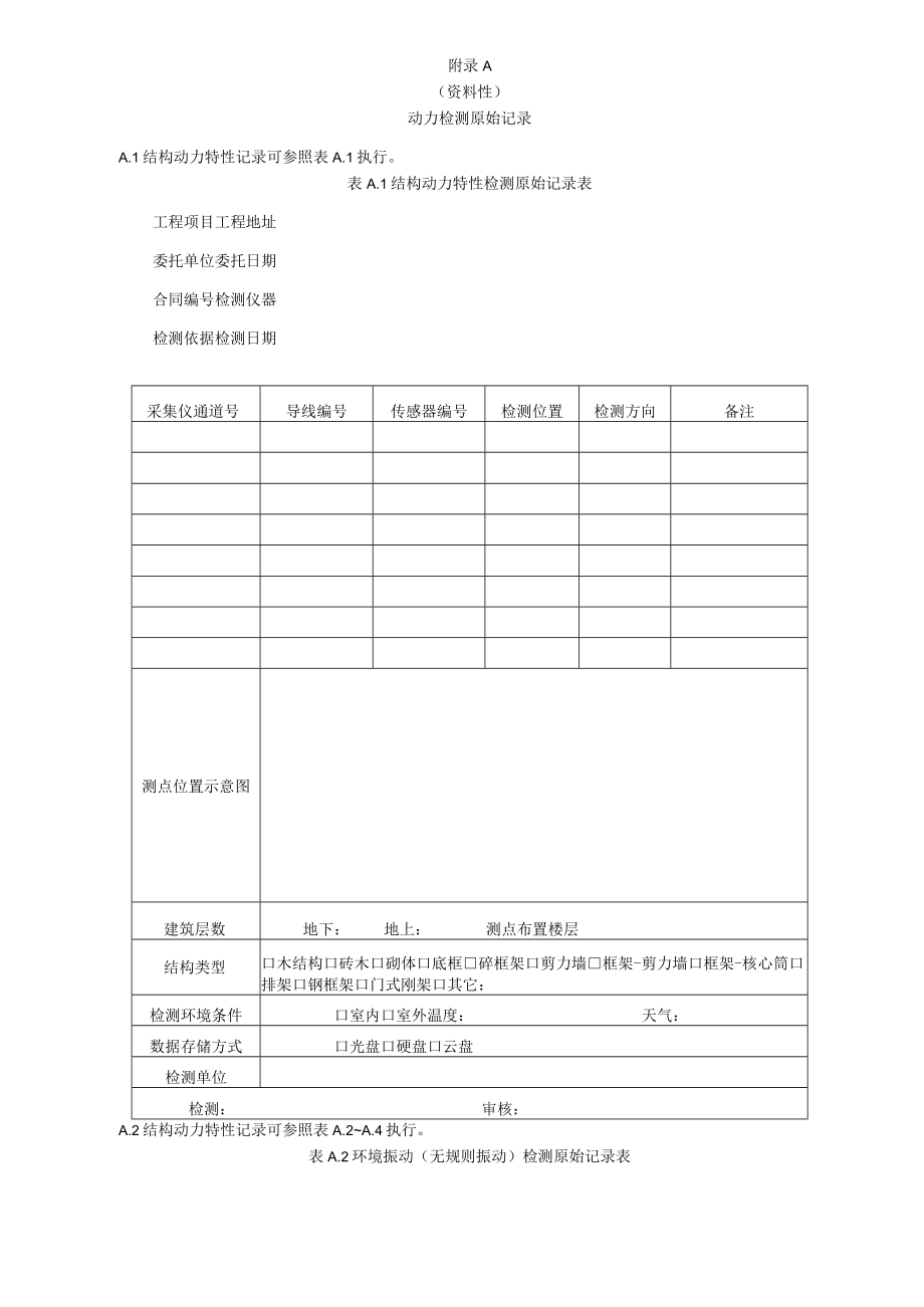 工程结构动力检测原始记录、振动信号特征值.docx_第1页