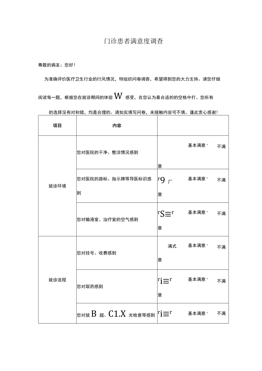 门诊患者满意度调查问卷.docx_第1页