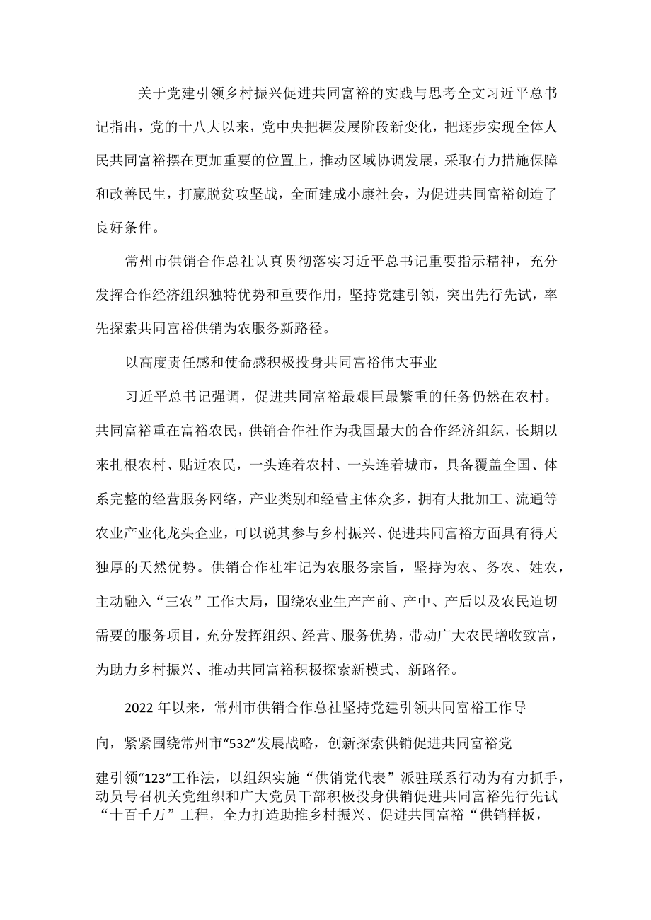 关于党建引领乡村振兴促进共同富裕的实践与思考全文.docx_第1页