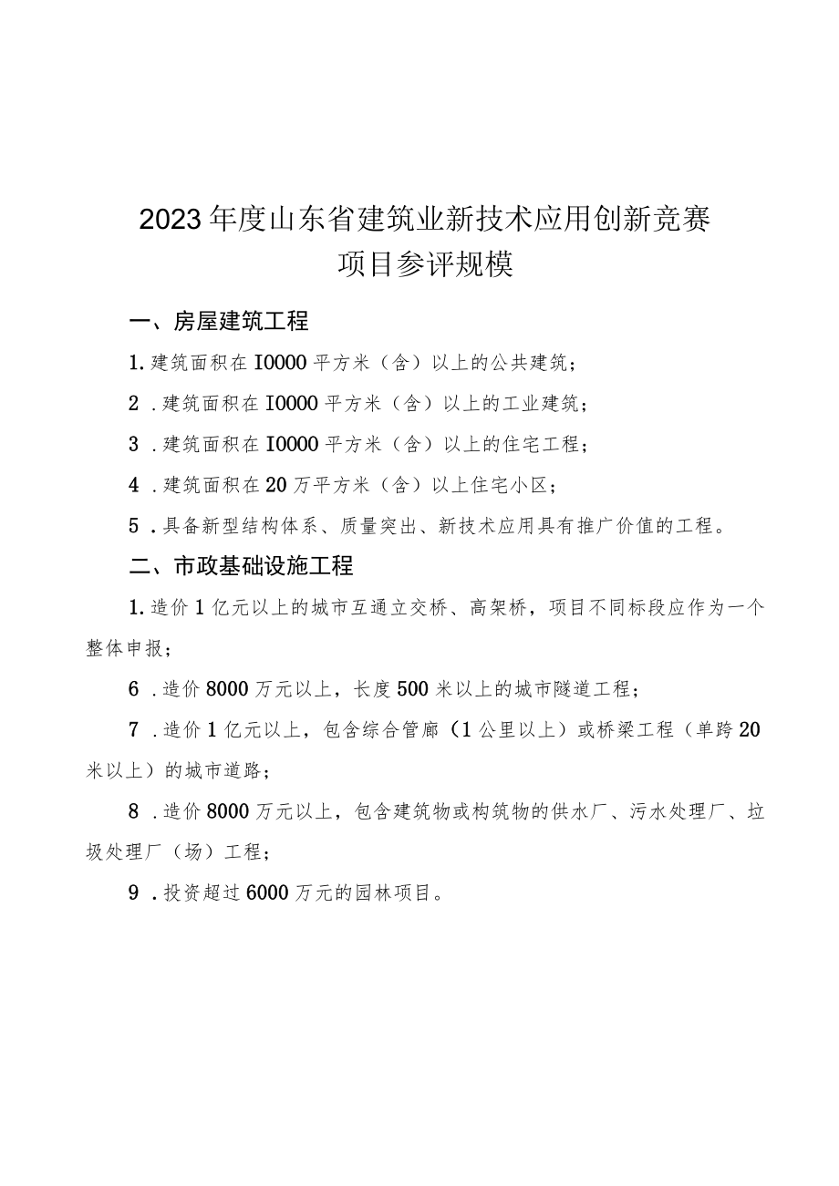 2023年度山东省建筑业新技术应用创新竞赛项目参评规模、申报书.docx_第1页