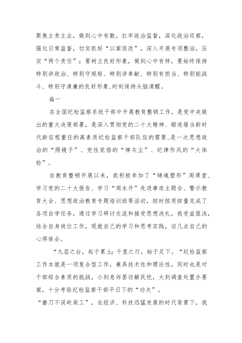 纪检监察干部队伍教育整顿心得体会二篇.docx_第2页