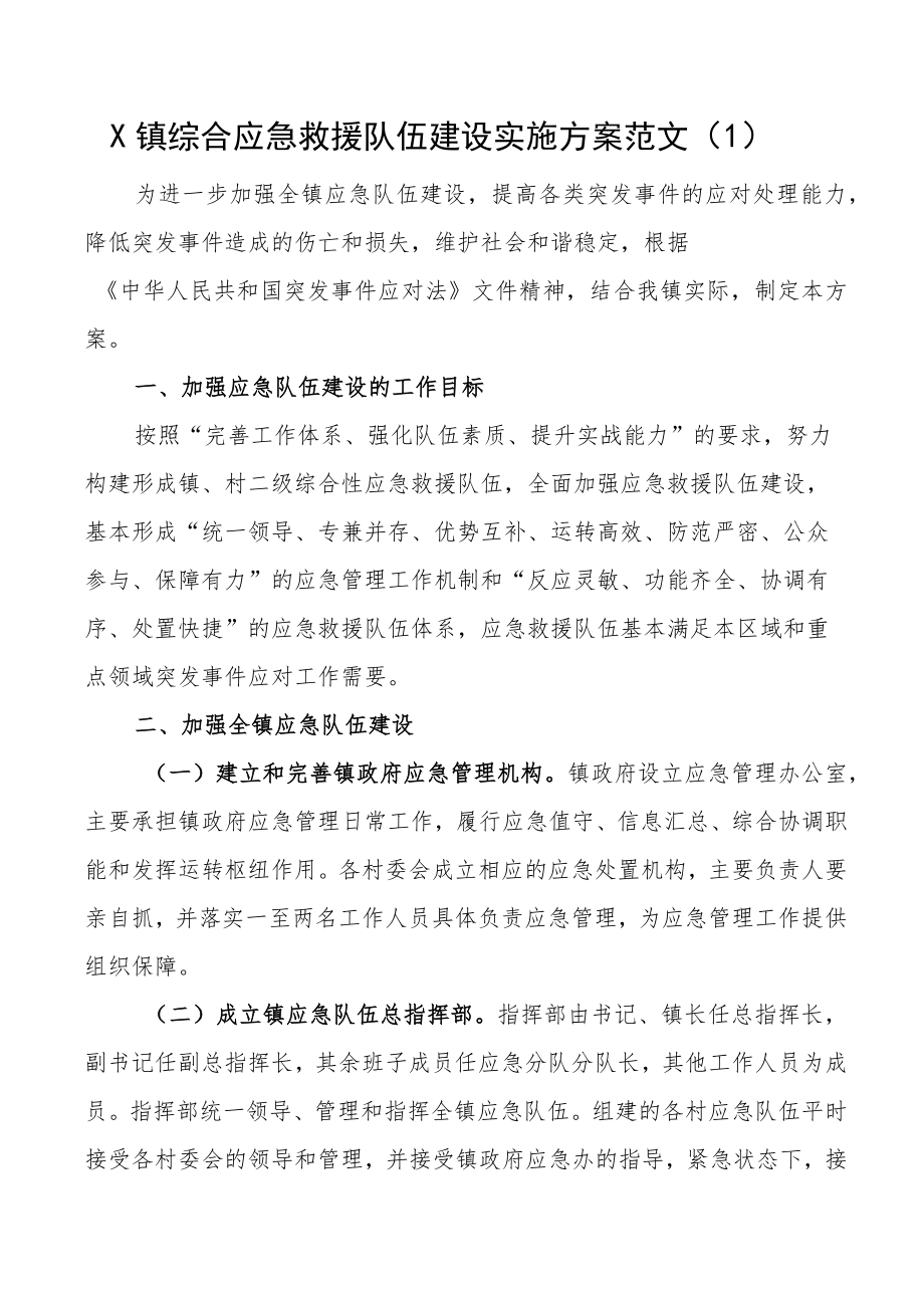 综合应急救援队伍建设实施方案3篇.docx_第1页