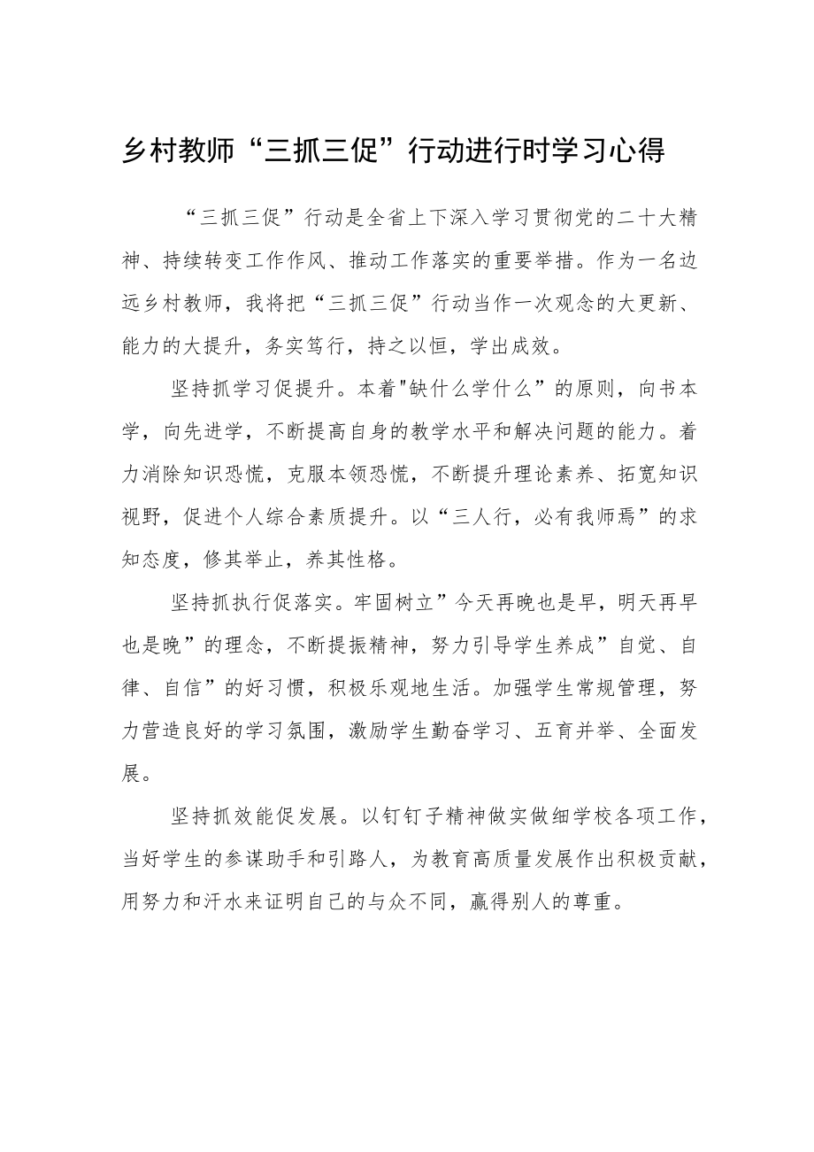 乡村教师“三抓三促”行动进行时学习心得通用四篇.docx_第1页