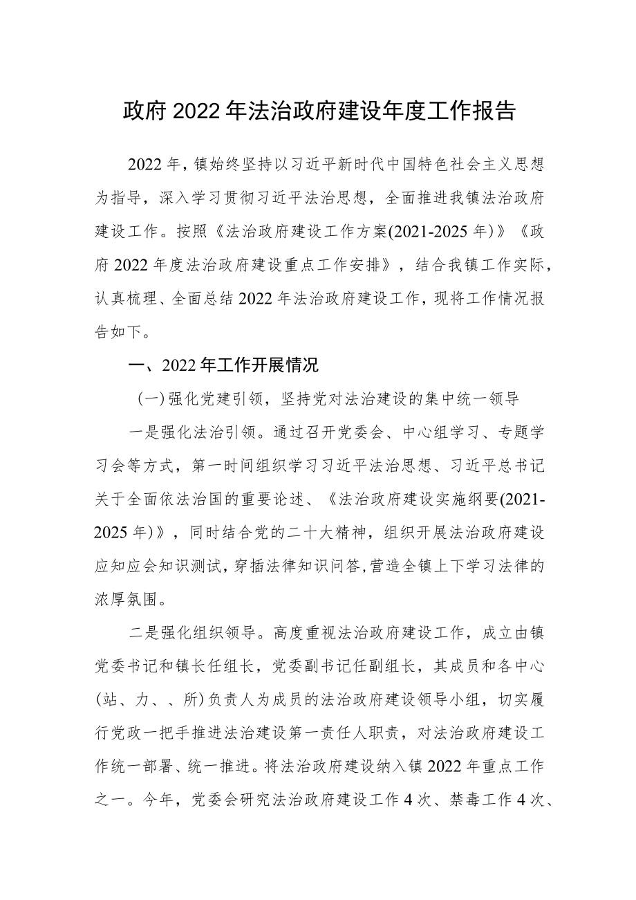 政府2022年法治政府建设年度工作报告.docx_第1页