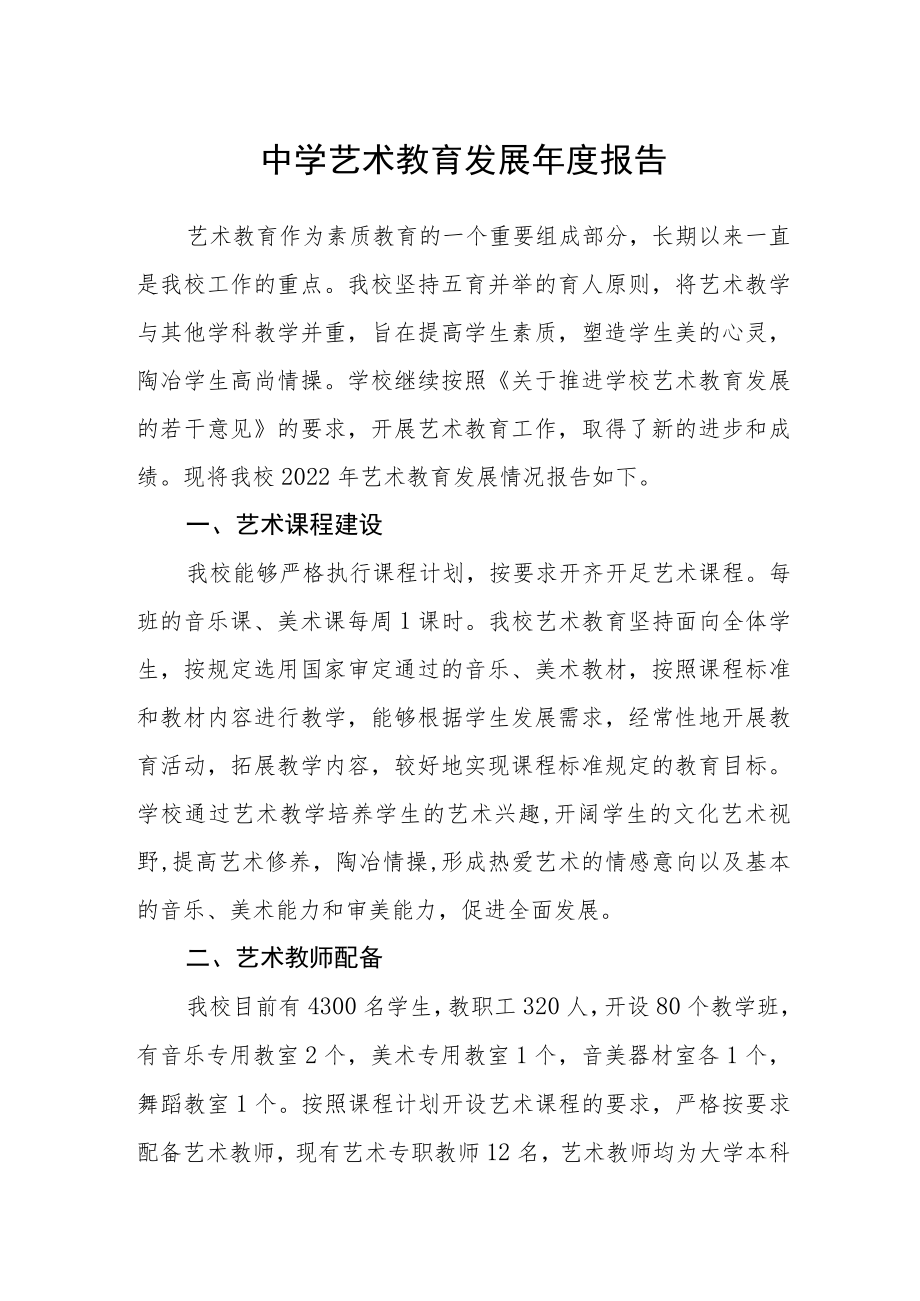 中学艺术教育发展年度报告.docx_第1页