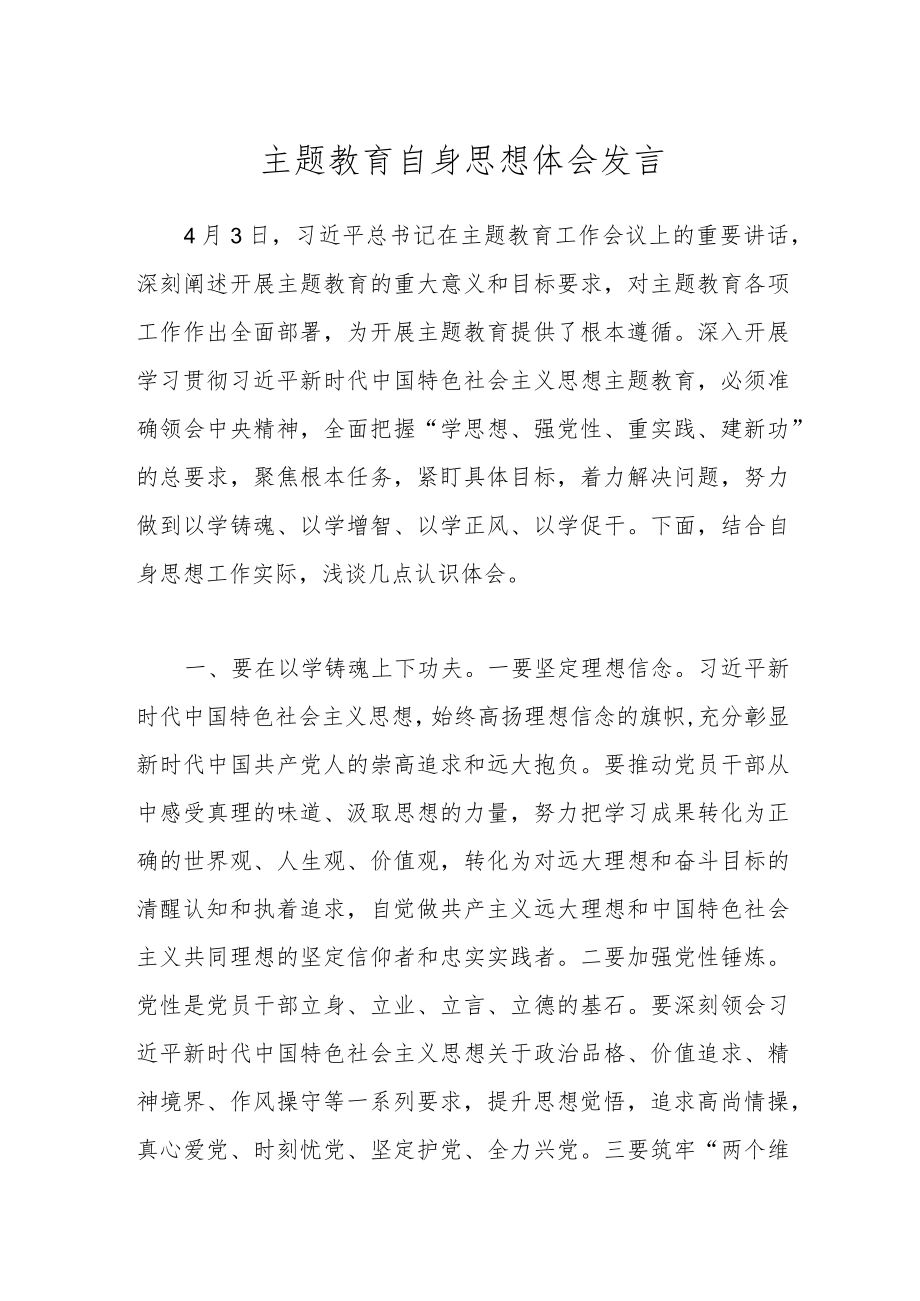 主题教育自身思想体会发言.docx_第1页