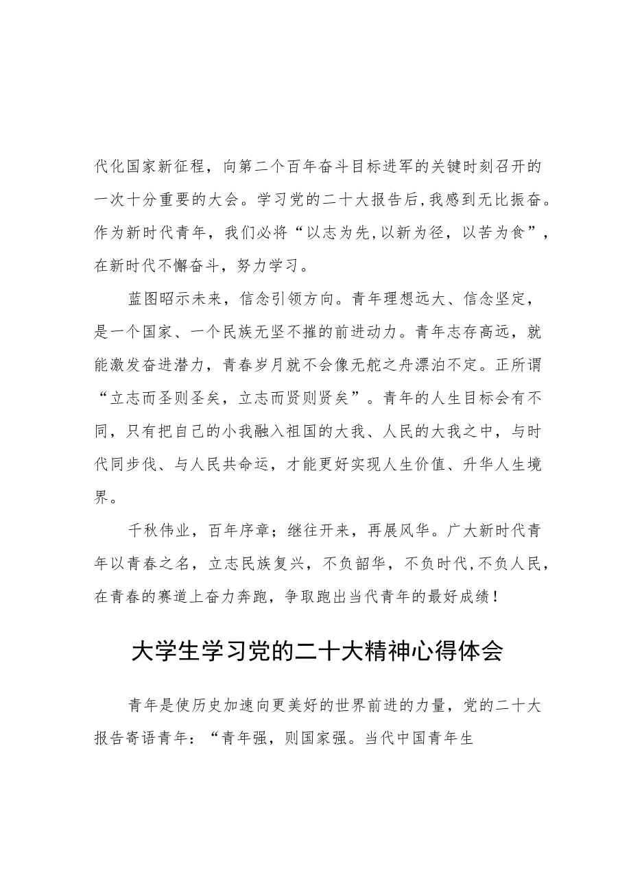 大学生学习党的二十大精神心得体会范文三篇.docx_第2页