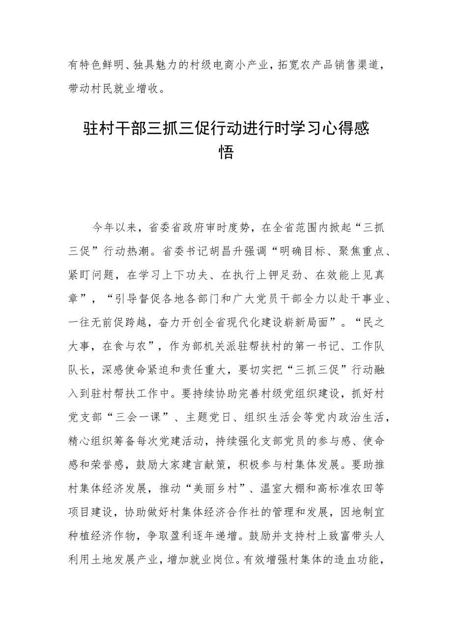 驻村干部三抓三促行动进行时学习心得感悟五篇.docx_第2页