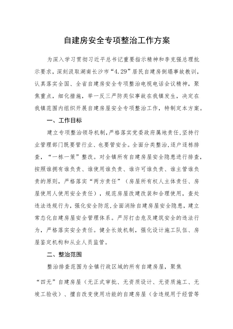 自建房安全专项整治工作方案.docx_第1页