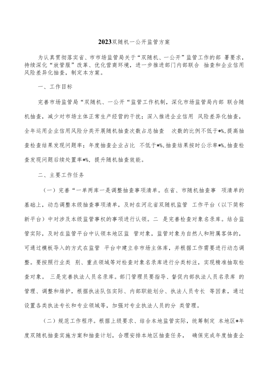 2023双随机一公开监管方案.docx_第1页