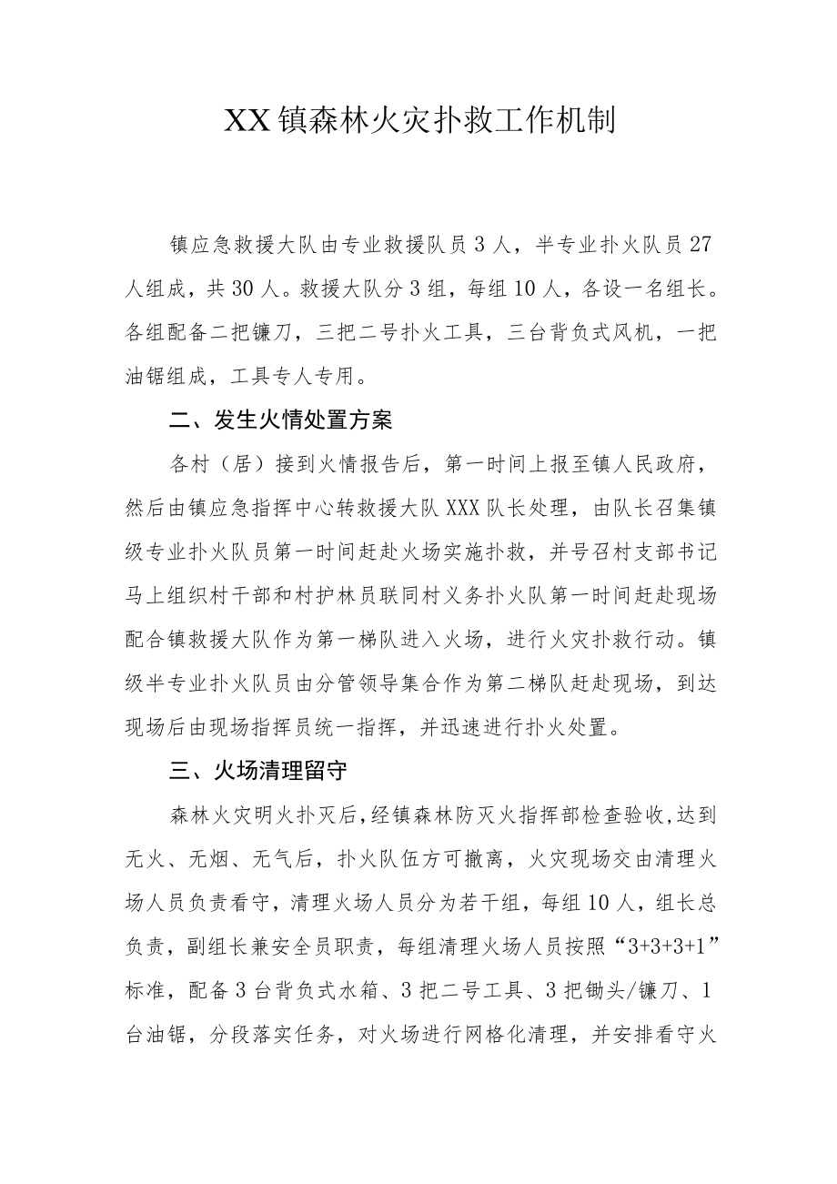 XX镇森林火灾扑救工作机制.docx_第1页