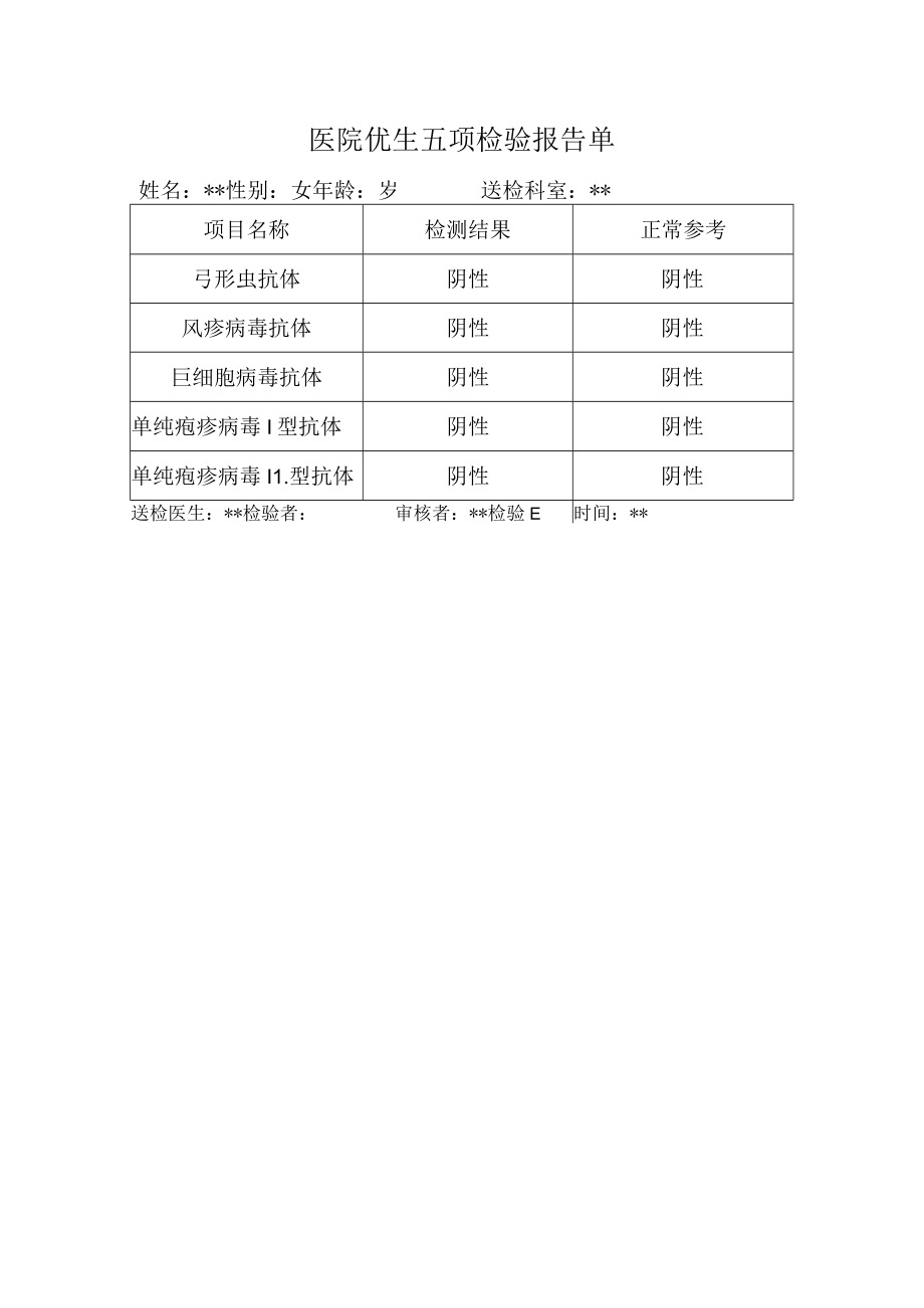 医院优生五项检验报告单.docx_第1页