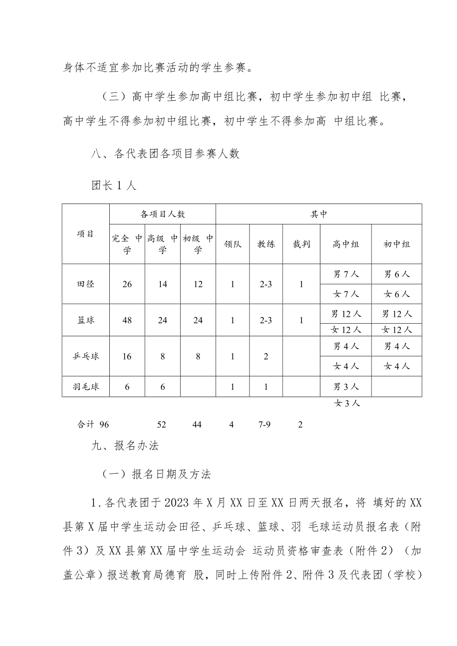 XX县第X届中学生运动会实施方案.docx_第3页