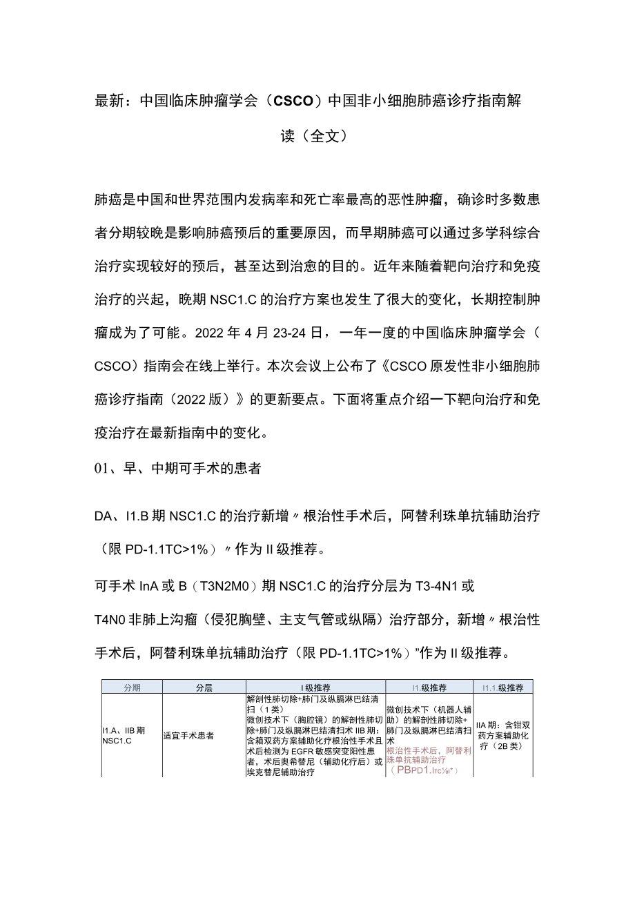 最新：中国临床肿瘤学会（CSCO）中国非小细胞肺癌诊疗指南解读（全文）.docx_第1页