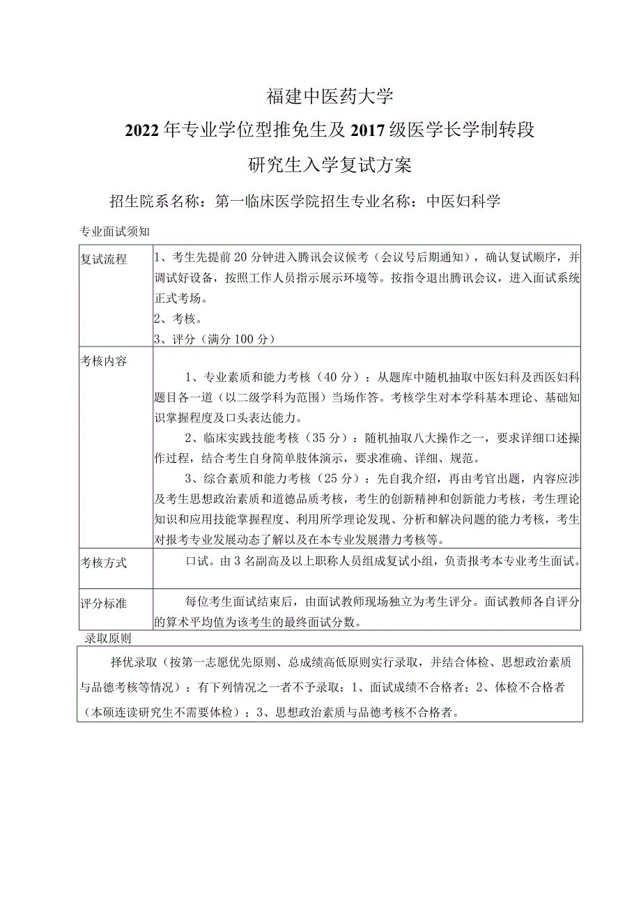 福建中医药大学2022年专业学位型推免生及2017级医学长学制转段研究生入学复试方案.docx_第3页