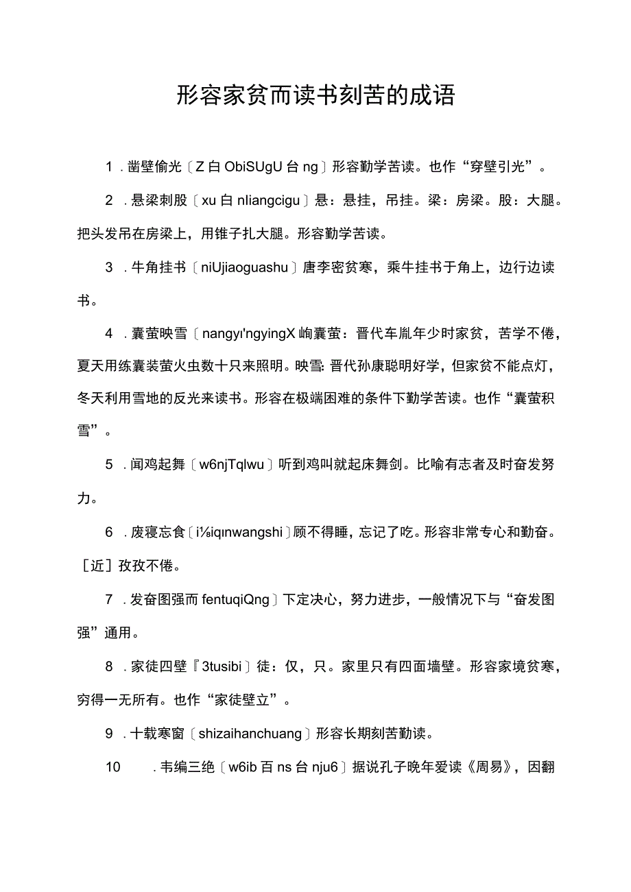 形容家贫而读书刻苦的成语.docx_第1页