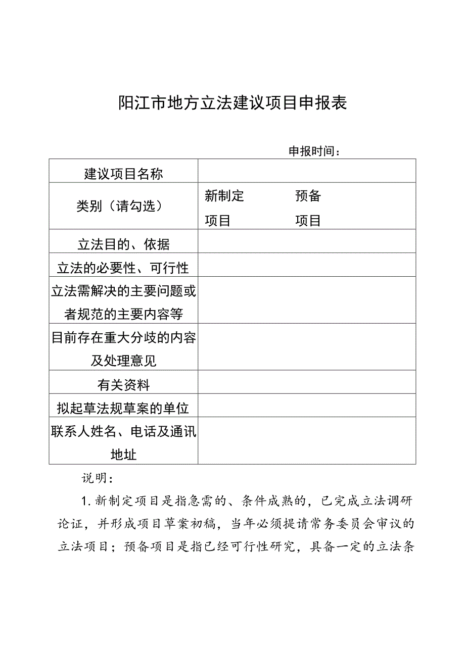 阳江市地方立法建议项目申报表.docx_第1页