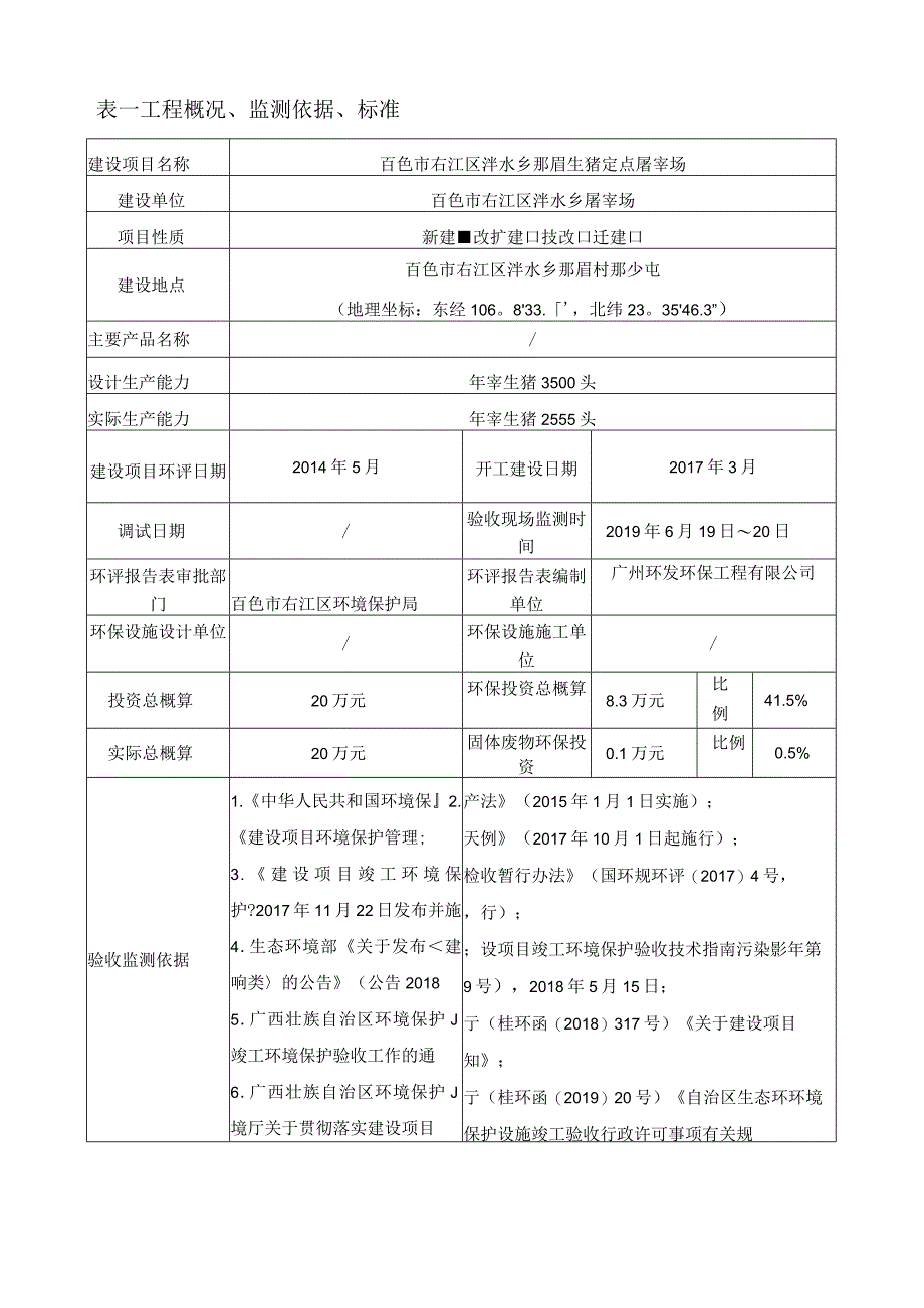 百色市右江区泮水乡那眉生猪定点屠宰场项目固体废物竣工环境保护验收监测报告表.docx_第3页