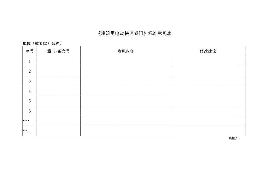 快速卷门标准意见表.docx_第1页