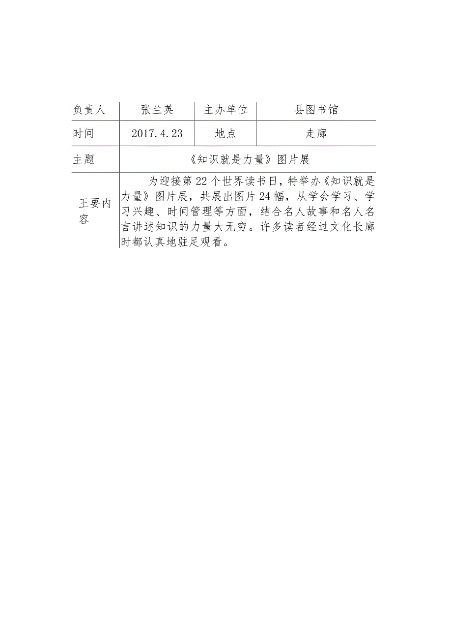 舒城县图书馆展览记录表.docx_第2页