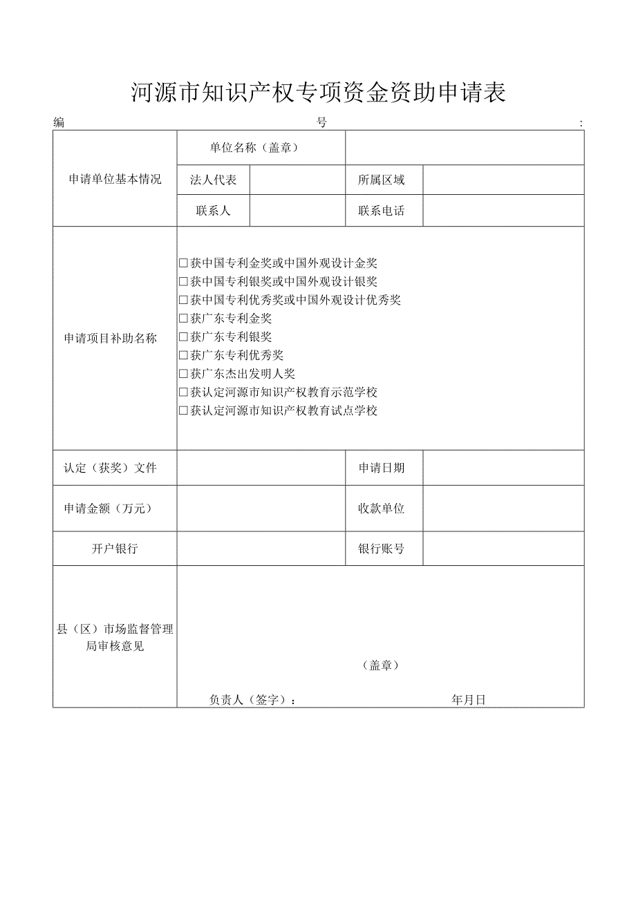 河源市知识产权专项资金资助申请表.docx_第1页