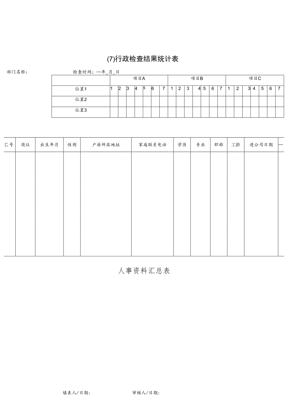 某企业行政检查结果统计表(doc 2页).docx_第1页