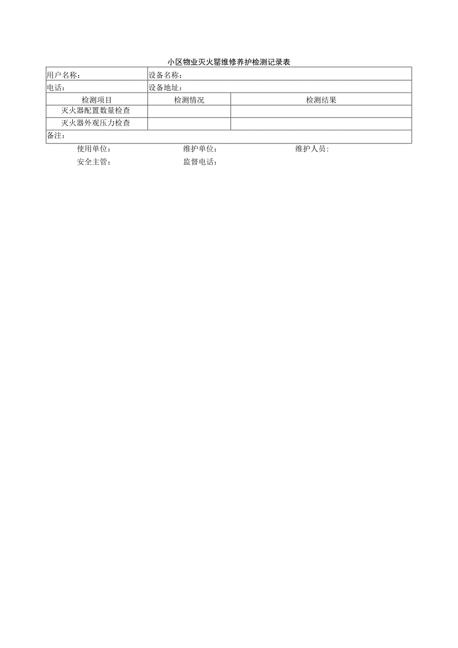 小区物业灭火器维修养护检测记录表.docx_第1页