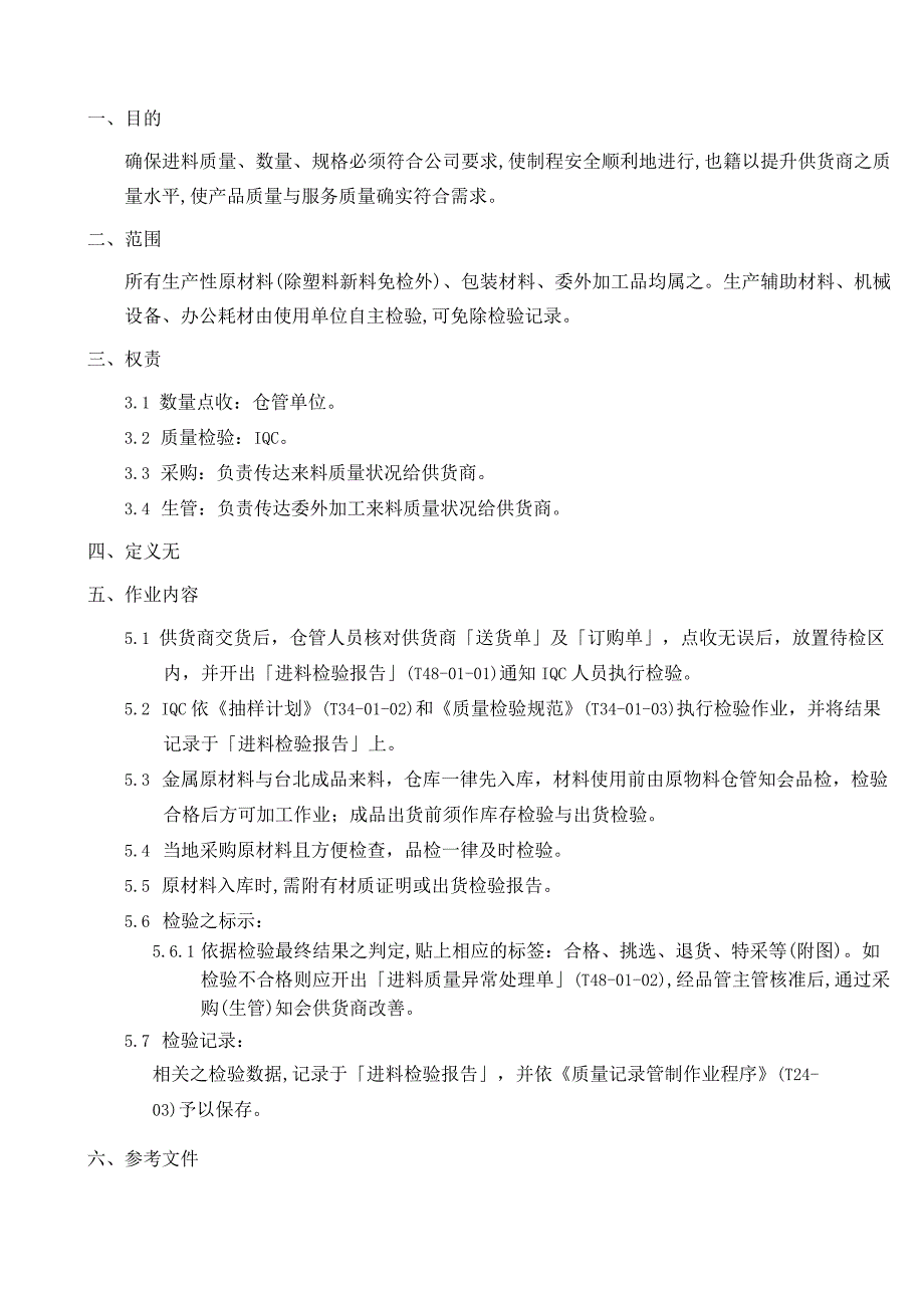 进料检验作业程序确保进料质量与规格符合公司要求.docx_第1页