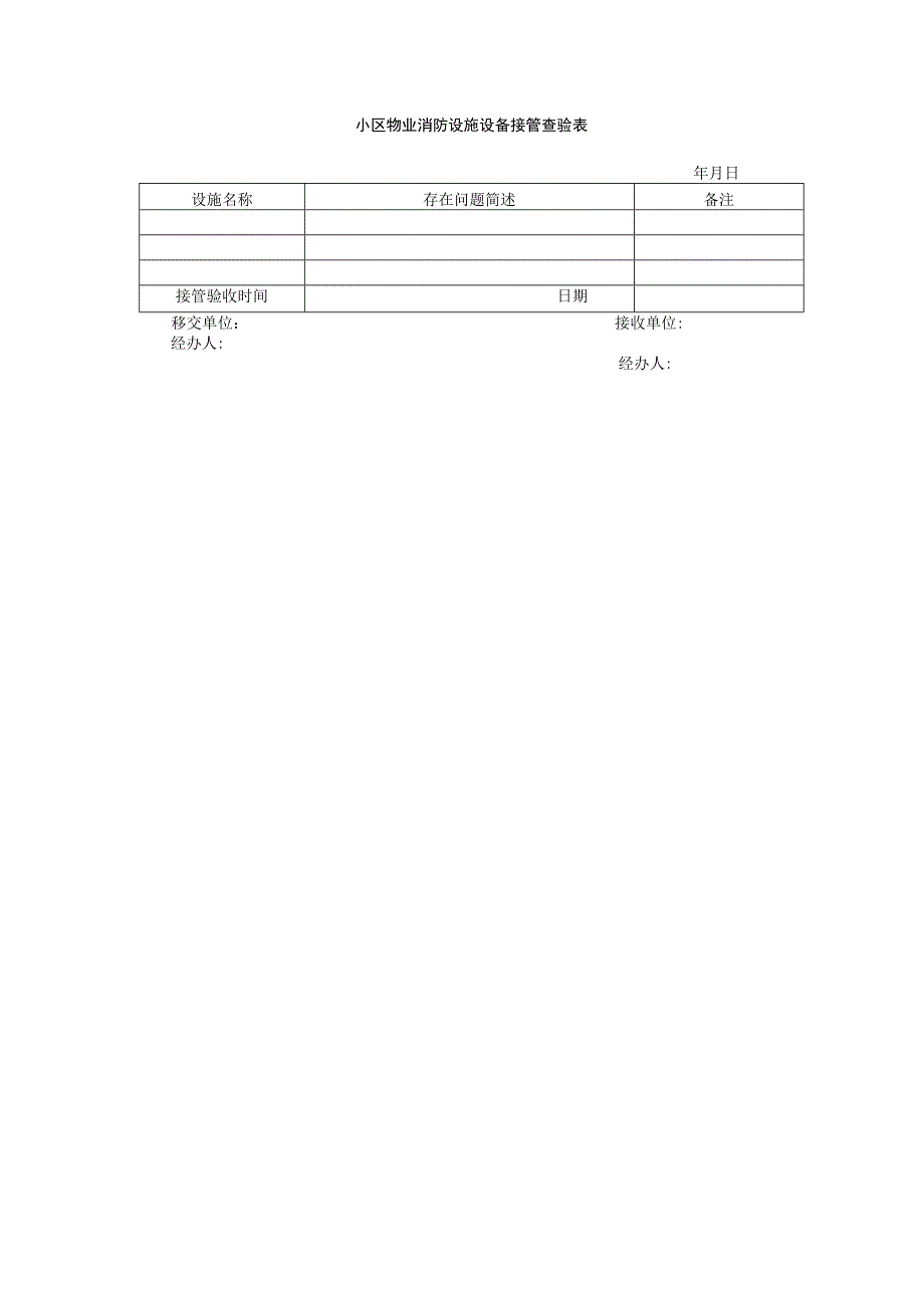 小区物业消防设施设备接管查验表.docx_第1页