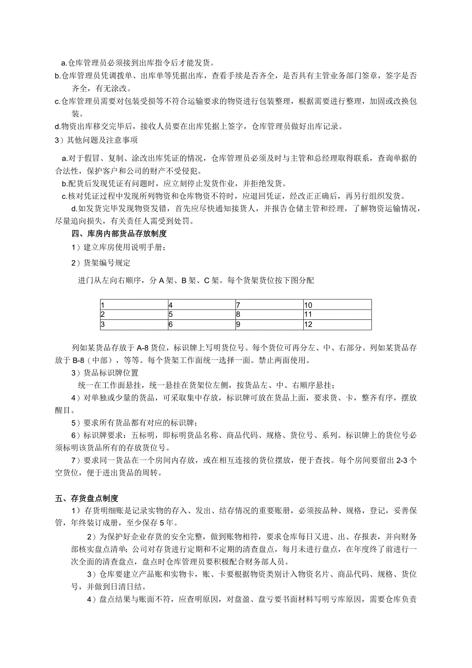 家纺公司仓库管理员岗位制度物品接收、储存、发放规定.docx_第2页