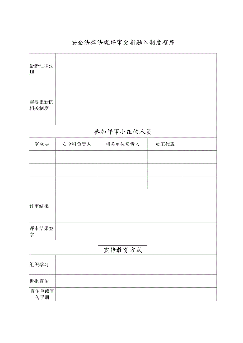 安全法律法规评审更新融入制度程序.docx_第1页