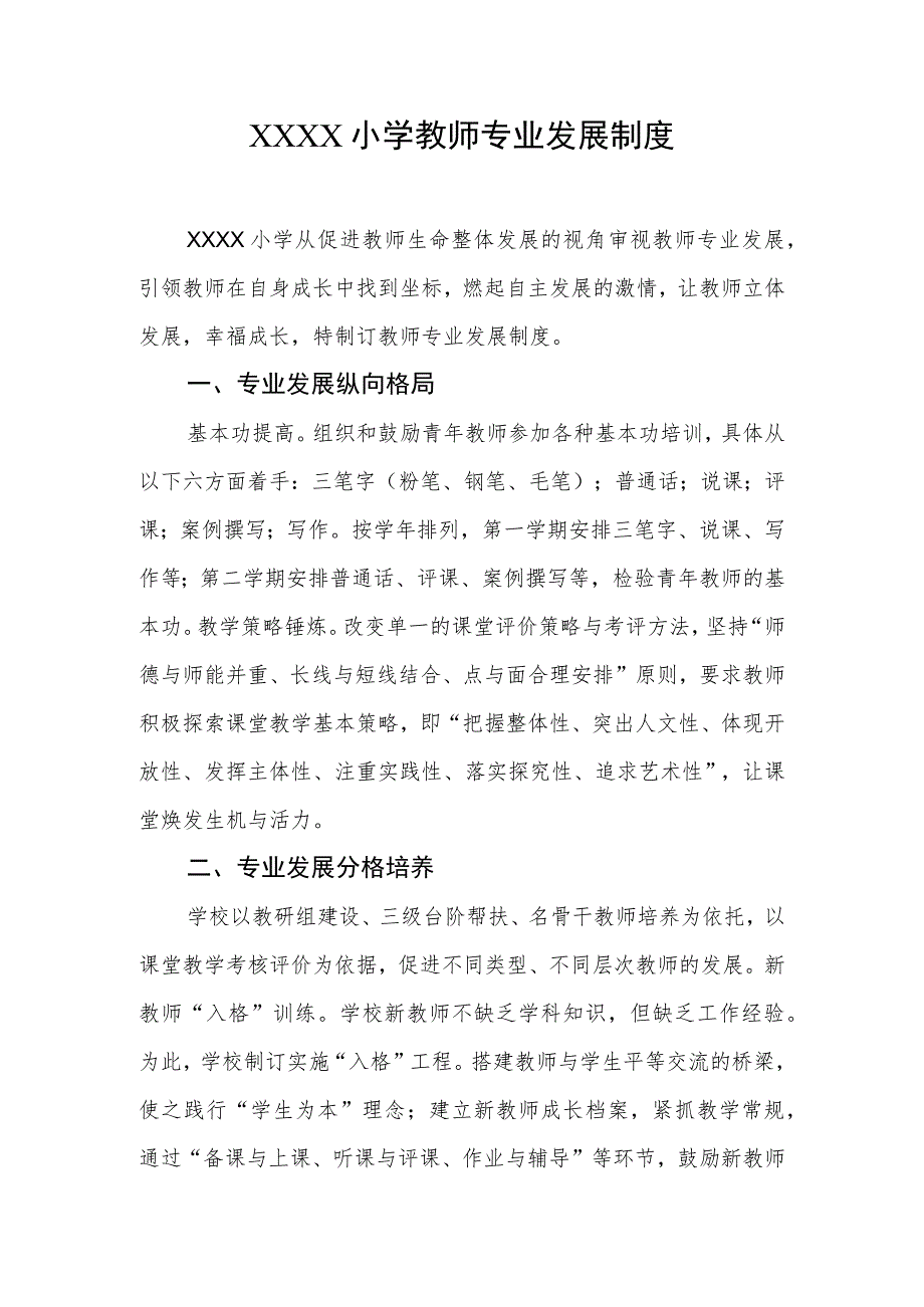 小学教师专业发展制度.docx_第1页